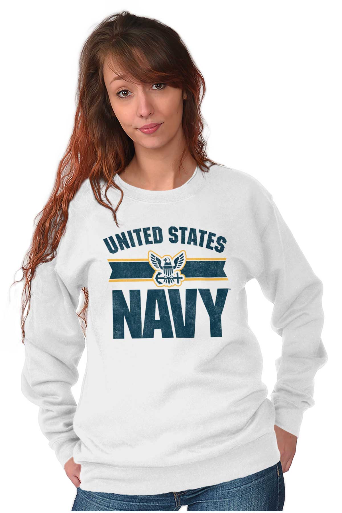 US Navy Crewneck Sweatshirt-Direct To Garment Print-Brisco Apparel