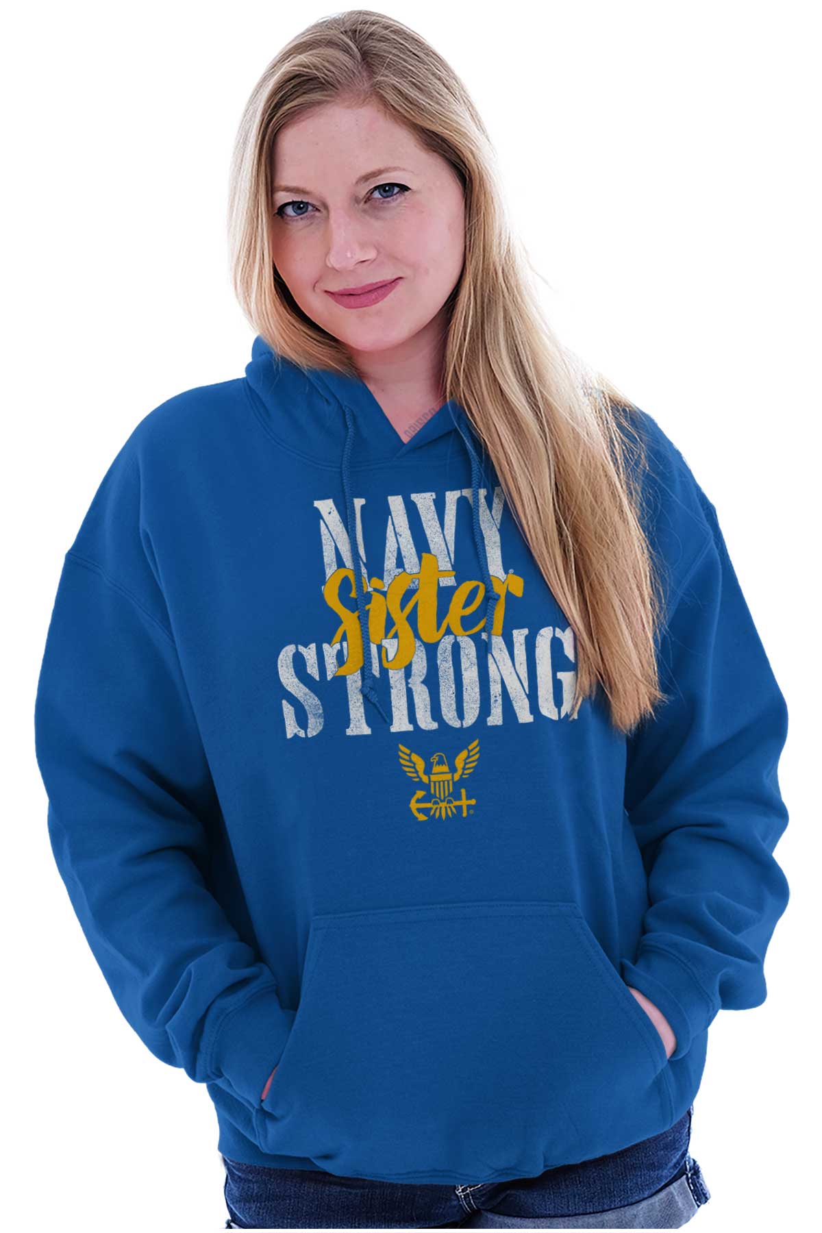 Navy Sister Strong Hoodie-Direct To Garment Print-Brisco Apparel