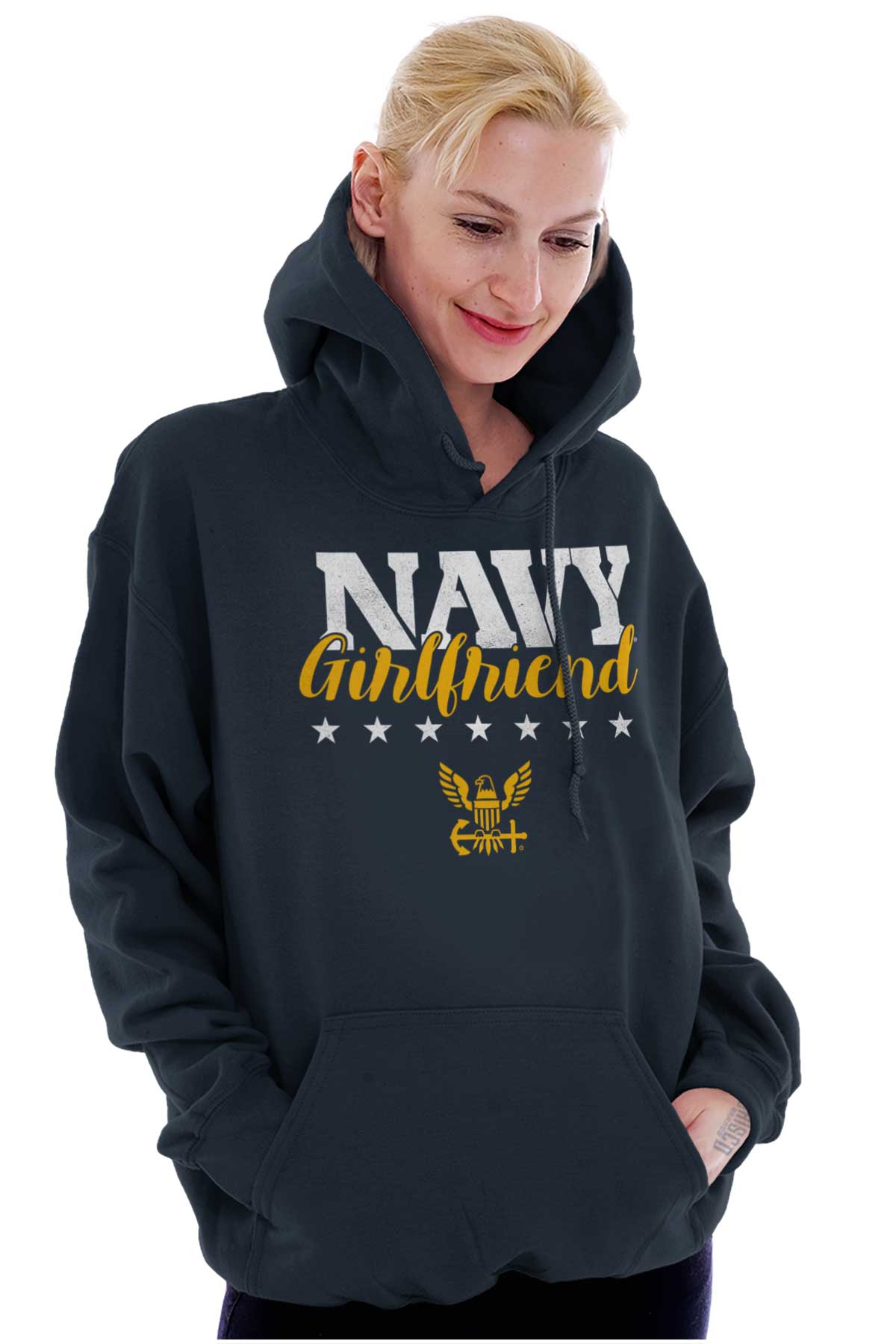 Navy Girlfriend Hoodie-Direct To Garment Print-Brisco Apparel