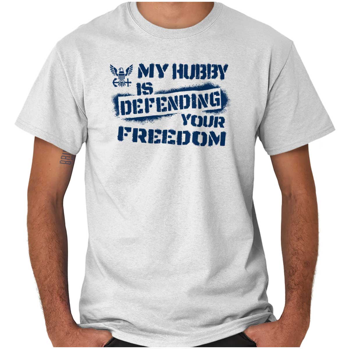 Hubby Defending Freedom T Shirt-Direct To Garment Print-Brisco Apparel