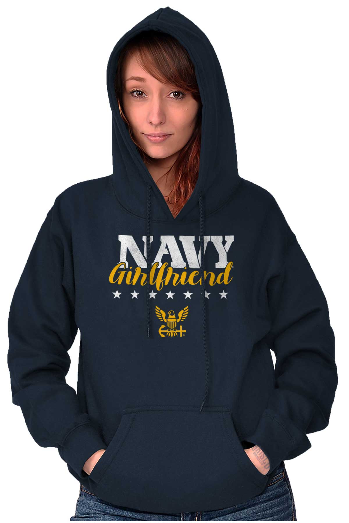 Navy Girlfriend Hoodie-Direct To Garment Print-Brisco Apparel